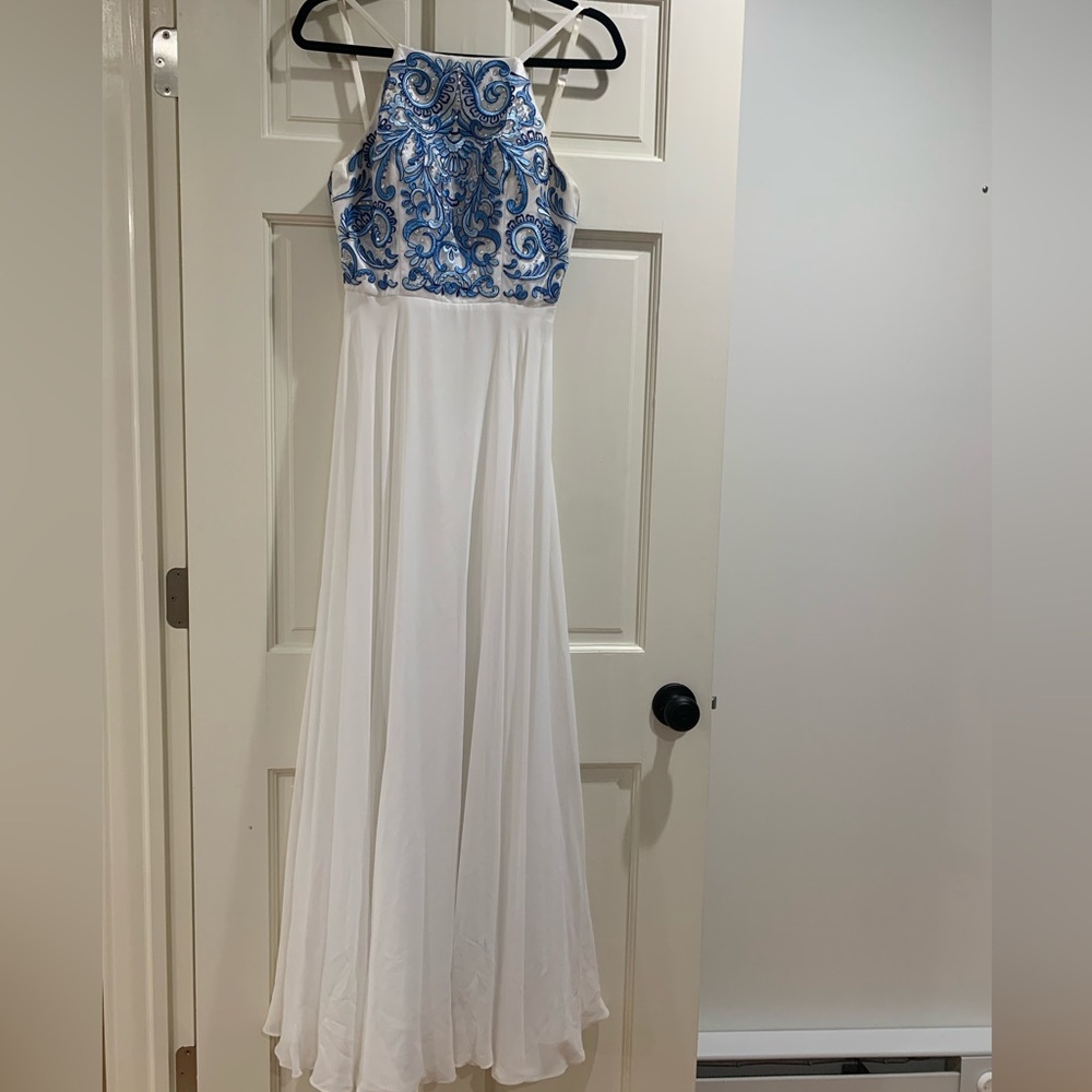 White and Blue Prom Dress